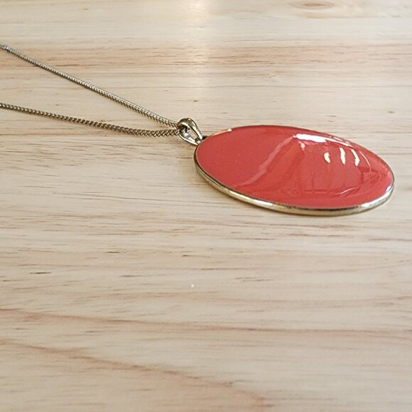 Claire's Coral Enamel Pendant Necklace - Picture 11 of 14